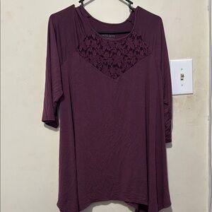 Torrid Red Asymmetrical Embellished Tunic 3/4 Sleeve